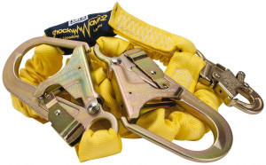 DBI-SALA 6 ft. Long, 2 Leg Locking Snap Hook Harness Shock Absorbing Lanyard 1" Diam, Polyester Webbing, Steel Locking Rebar Hook Anchorage Connection 1244412 - 81396582