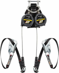 Honeywell Miller 11 ft. Long, 420 Lb Capacity, Galvanized Steel Cable Fall Limiter 3/16" Diam, Locking Snap Hook Connector, Aluminum Carabiner Connector with Integral Shock Pack, Metallic/Black MFLEC-20/11FT - 41287202