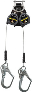 Honeywell Miller 9 ft. Long, 420 Lb Capacity, Galvanized Steel Cable Fall Limiter 3/16" Diam, Steel Locking Rebar Hook Connector, Aluminum Carabiner Connector with Integral Shock Pack MFLEC2-4/9FT - 41773755