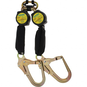 PRO-SAFE 6 ft. Long, 350 Lb Capacity, Ultra-High Molecular Weight Polyethylene Webbing Self-Retracting Lifeline Steel Locking Rebar Hook Connector, Steel Carabiner Connector, Black PS-SRLT6WZ - 31049083