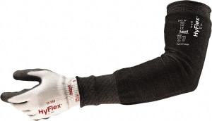 Ansell Size Narrow, Black HPPE, Spandex, Polyester, Glass & Polyamide Cut Resistant Sleeve 12" Long Sleeve, Cut Resistance Level A3, Continuous Knit Cuff 11-250-12-N - 32611477