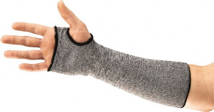 Ansell Size Universal, Gray Nylon Cut Resistant Sleeve 16" Long Sleeve, Cut Resistance Level 2, Elastic Opening at Both Ends, Made with Thumb Hole 11-271-16 - 32611485