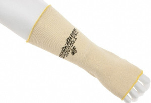 PRO-SAFE Size Standard, Yellow & Brown Kevlar Cut Resistant Sleeve 12" Long Sleeve, Cut Resistance Level 4, Elastic Opening at Both Ends, Made with Thumb Hole SLA-A1-12NT - 36020030
