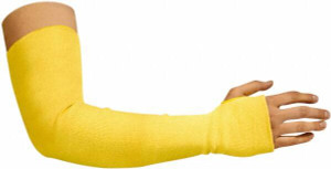 Steiner Size Standard, Tan & Yellow Kevlar Sleeve 22" Long Sleeve, Cut Resistance Level 4, Elastic Opening at Both Ends, Made with Thumb Hole 184T-22 - 55579452