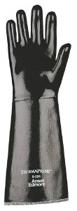 Ansell Size XL (10), 18" Long, 85 mil Thick, Supported, Neoprene Chemical Resistant Gloves Textured Finish, Fleece/Jersey Lined, Gauntlet Cuff, ANSI Abrasion Level 3, ANSI Cut Level 2, Black, FDA Approved 19-024-10 - 03201605