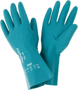 Ansell Size L (9), 12" Long, 12 mil Thick, Supported, Nitrile Chemical Resistant Gloves Smooth Finish, Foam Lined, Green 58-330-9 - 54257464