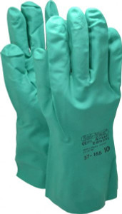 Ansell Size XL (10), 13" Long, 15 mil Thick, Nitrile Chemical Resistant Gloves Textured Finish, Straight Cuff, ANSI Abrasion Level 4, ANSI Cut Level 0, Green, FDA Approved 37-155-10 - 89307268