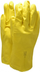 Ansell Size XL (10), 12" Long, 20 mil Thick, Supported, Latex Chemical Resistant Gloves Textured Finish, Cotton Lined, Gauntlet Pinked Cuff, ANSI Abrasion Level 2, ANSI Cut Level 0, Yellow, FDA Approved 87-298-10 - 89307359