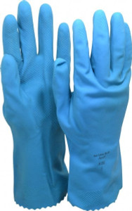 Ansell Size M (8), 12" Long, 17 mil Thick, Latex Chemical Resistant Gloves Textured Finish, Gauntlet Pinked Cuff, ANSI Abrasion Level 3, ANSI Cut Level 0, Blue, FDA Approved 88-356-8 - 89307516