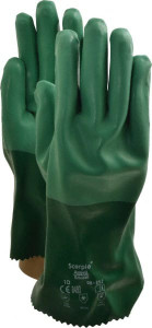 Ansell Size XL (10), 12" Long, 55 mil Thick, Supported, Neoprene Chemical Resistant Gloves Textured Finish, Cotton Interlock Knit Lined, Gauntlet Cuff, ANSI Abrasion Level 3, ANSI Cut Level 1, Green 8-352-XL - 89308050