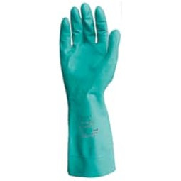 Ansell Size M (8), 15" Long, 22 mil Thick, Nitrile Chemical Resistant Gloves Textured Finish, Straight Cuff, ANSI Abrasion Level 5, ANSI Cut Level 0, Green, FDA Approved 37-165-8 - 89421127