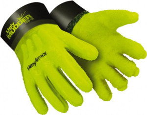 HexArmor Size M (8), 14" Long, Supported, PVC Chemical Resistant Gloves Smooth Finish, Cotton Lined, Safety Cuff, Hi-Viz Yellow 7310-M (8) - 92724954