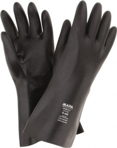 MAPA Professional Size L (9), 14" Long, 30 mil Thick, Neoprene Chemical Resistant Gloves Textured Finish, Gauntlet Cuff, Black 407959 - 08574519