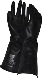 Honeywell North Size M (8), 14" Long, 32 mil Thick, Butyl Chemical Resistant Gloves Smooth Finish, Rolled Cuff, Black B324/8 - 01904168