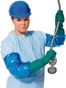 PolyConversions 50 Pairs Size XL (10), 28" Long, 11 mil Thick, Nitrile Chemical Resistant Gloves Textured Finish, Shoulder Length Cuff, Green 41650 - 53808119