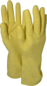 PRO-SAFE Size M, 12" Long, 21 mil Thick, Latex Chemical Resistant Gloves Textured Finish, Cotton Lined, Rolled Cuff, Yellow, FDA Approved 28332 - 02095917