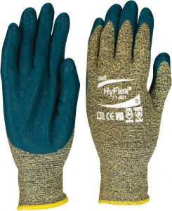 Ansell Size M (8), ANSI Cut Lvl 4, Abrasion Lvl 3, Nitrile Coated Cut Resistant Gloves Palm & Fingers Coated, Kevlar Lining, Knit Wrist, Blue, Paired 11-501-8 - 03954302