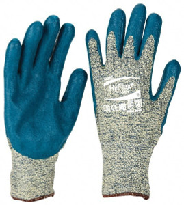Ansell Size L (9), ANSI Cut Lvl 4, Abrasion Lvl 3, Nitrile Coated Cut Resistant Gloves Palm & Fingers Coated, Kevlar Lining, Knit Wrist, Blue, Paired 11-501-9 - 03954310