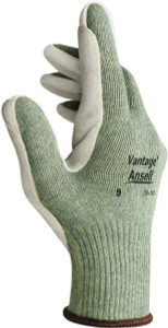 Ansell Size M (8), ANSI Cut Lvl 4, Abrasion Lvl 5, Leather Cut Resistant Gloves Kevlar/Poly/Cotton Lining, Knit Wrist, Gray, Paired 70-765-8 - 04855797