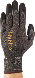 Ansell Size XS (6), ANSI Cut Lvl A2, Abrasion Lvl 4, Nitrile/Polyurethane Coated HPPE Fiber Cut Resistant Gloves 8.5827" Long, Palm & Fingers Coated, Spandex & Dyneema/Nylon Lining, Knit Wrist, Gray/Black, Paired 11-931-6 - 32563215