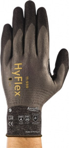 Ansell Size M (8), ANSI Cut Lvl A2, Abrasion Lvl 4, Nitrile/Polyurethane Coated HPPE Fiber Cut Resistant Gloves 9.3307" Long, Fully Coated Coated, Spandex & Dyneema/Nylon Lining, Knit Wrist, Gray/Black, Paired 11-939-8 - 32563249