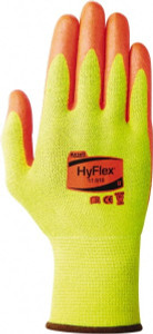 Ansell Size M (8), ANSI Cut Lvl 4, Abrasion Lvl 0, Nitrile Coated Kevlar/Spectra/Stainless Steel Cut Resistant Gloves 12" Long, Palm Coated, Knit Wrist, Yellow/Orange, Paired 11-515-8 - 46842886