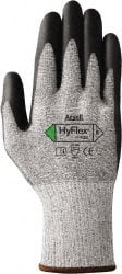 Ansell Size S (7), ANSI Cut Lvl 3, Puncture Lvl 4, Abrasion Lvl 4, Polyurethane Coated Dyneema/Fiber with Nylon/ Lycra/Glass Cut Resistant Gloves 10" Long, Palm Coated, Knit Wrist, Black/Gray, Paired 11-435-7 - 51611838