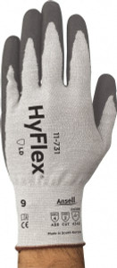Ansell Size M (8), ANSI Cut Lvl 2, Abrasion Lvl 4, Polyurethane Coated Polyurethane Cut Resistant Gloves 9.41" Long, Palm Coated, Nylon & Spandex Lining, Knit Wrist, Gray, Paired 11-731-8 - 55692891