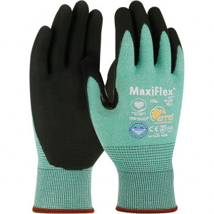 ATG Size XL, ANSI Cut Lvl A2, Puncture Lvl 2, Abrasion Lvl 4, Micro-Foam Nitrile Coated Dyneema Diamond Technology Cut Resistant Gloves 9" Long, Palm & Fingers Coated, Continuous Knit Cuff, Green/Black, Paired 34-6743/XL - 96714092