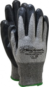 HexArmor Size L (9), ANSI Cut Lvl A8, Puncture Lvl 5, Nitrile Coated Cut & Puncture Resistant Gloves Palm & Fingers Coated, SuperFabric/HPPE Lining, Knit Wrist, Gray/Black, Paired 9010-L (9) - 07050537