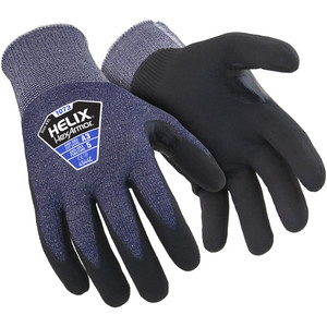 HexArmor Size 2XS (5), ANSI Cut Lvl A3, Nitrile Coated Cut Resistant Gloves Palm & Fingers Coated, Knit Wrist Cuff, Blue/Black, Paired 1073-XXS (5) - 11949393