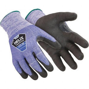 HexArmor Size 2XS (5), ANSI Cut Lvl A6, Puncture Lvl 5, Abrasion Lvl 5, Polyurethane Coated Cut Resistant Gloves Palm & Fingers Coated, Knit Wrist, Blue/Black, Paired 2076-XXS (5) - 31364458