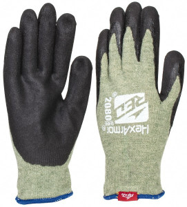 HexArmor Size M (8), ANSI Cut Lvl A6, Puncture Lvl 3, Nitrile Coated Kevlar Cut Resistant Gloves 11" Long, Palm Coated, Black, Paired 2080-M (8) - 54548755