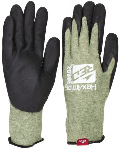 HexArmor Size 2XL (11), ANSI Cut Lvl A6, Puncture Lvl 3, Kevlar Cut Resistant Gloves 11" Long, Palm Coated, Black, Paired 2080-XXL (11) - 54548896