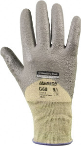 Jackson Safety Size L (9), ANSI Cut Lvl 2, Polyurethane Coated Kevlar Cut Resistant Gloves 9.4488" Long, Palm, Fingers & Knuckles Coated, Knit Wrist, Yellow/Gray, Paired 38644 - 92384155