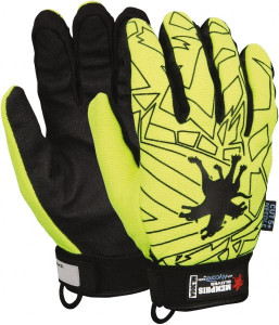 MCR Safety Size XL (10), ANSI Cut Lvl 5, Synthetic Leather Cut & Puncture Resistant Gloves 9.5" Long, Alycore Lining, Hook & Loop Cuff, Black/Yellow, Paired ML300AXL - 43439595