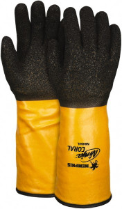 MCR Safety Size M (8), ANSI Cut Lvl 2, Puncture Lvl 2, Abrasion Lvl 4, PVC Coated PVC Cut Resistant Gloves 14" Long, Palm, Fingers & Knuckles Coated, Dyneema Lining, Gauntlet Cuff, Black/Yellow, Paired N6464M - 61721999