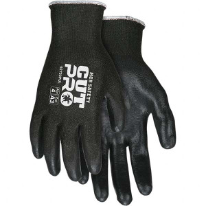 MCR Safety Size L, ANSI Cut Lvl A3, Puncture Lvl 3, Abrasion Lvl 4, Polyurethane Coated Cut & Puncture Resistant Gloves Palm & Fingers Coated, Knit Wrist, White, Paired 92733PUL - 66948993