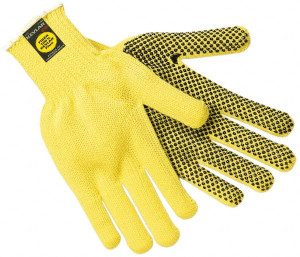 MCR Safety Size L (9), PVC Coated Cut Resistant Gloves Fully Coated Coated, Kevlar Lining, Knit Wrist, Yellow/Black, Paired 9366L - 81891384