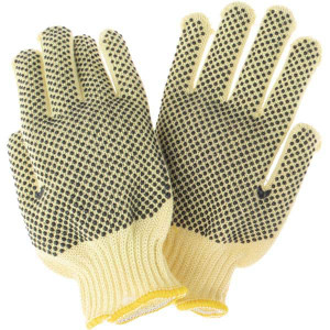 MCR Safety Size S, ANSI Cut Lvl A4, PVC Coated Kevlar Cut Resistant Gloves Fully Coated Coated, Knit Wrist, Yellow, Paired 9366KFS - 94633070