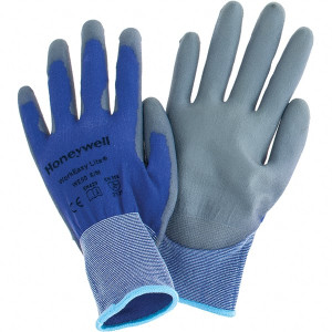 Honeywell North Size M, ANSI Cut Lvl 1, Puncture Lvl 1, Cut & Puncture Resistant Gloves Palm & Fingers Coated, Gray/Blue WE50-M - 61735023