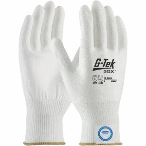 PIP Size 2XS, ANSI Cut Lvl A3, Puncture Lvl 1, Abrasion Lvl 4, Polyurethane Coated Dyneema Diamond Technology Cut Resistant Gloves Palm & Fingers Coated, Knit Wrist, White, Paired 19-D325/XXS - 31842776