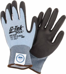 PIP Size L, ANSI Cut Lvl A2, Cut Resistant Gloves Palm & Fingers Coated, Blue/Black 19-D318/L - 32778417
