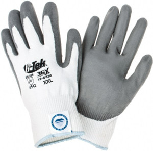 PIP Size 2XL, ANSI Cut Lvl A4, Cut Resistant Gloves Palm & Fingers Coated, White/Gray 19-D330/XXL - 54550298