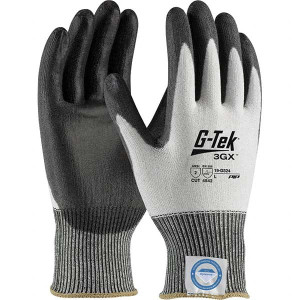 PIP Size L, ANSI Cut Lvl A2, Puncture Lvl 2, Abrasion Lvl 4, Polyurethane Coated Cut Resistant Gloves Palm & Fingers Coated, Knit Wrist, White, Paired 19-D324/L - 54805460