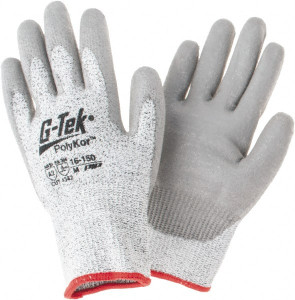 PIP Size M, ANSI Cut Lvl A2, Cut Resistant Gloves Palm & Fingers Coated, Salt & Pepper 16-150/M - 69598738