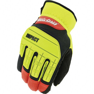 PRO-SAFE Size M (9), ANSI Cut Lvl A4, Synthetic Leather Cut Resistant Gloves HPPE Lining, Open Cuff, Hi-Vis Yellow/Red/Black, Paired PS-OCIP-X91-009 - 12812392