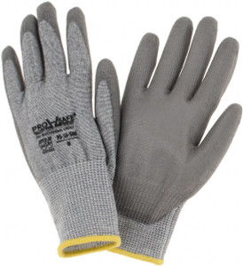 PRO-SAFE Size M (8), ANSI Cut Lvl 4, Polyurethane Coated HPPE Fiber Cut Resistant Gloves Palm & Fingers Coated, Knit Wrist, Gray, Paired PS-16-560/M - 55731996