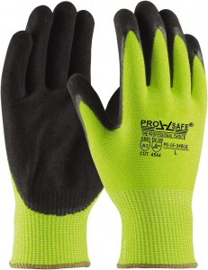 PRO-SAFE Size XL (10), ANSI Cut Lvl 3, Nitrile Coated HPPE Fiber Cut Resistant Gloves Palm & Fingers Coated, Continuous Knit Cuff, Hi-Vis Yellow, Paired PS-16-340LG/XL - 55732127