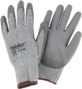 PRO-SAFE Size L (9), ANSI Cut Lvl 2, Polyurethane Coated HPPE Fiber Cut Resistant Gloves Palm & Fingers Coated, Elastic Knit Cuff, Gray, Paired PS-16-530/L - 55732135